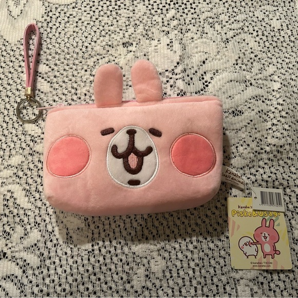 NWT ❤️Kanahei’s Small Animals Usagi Pink Plush Clear Pouch Wristlet - Picture 2 of 5
